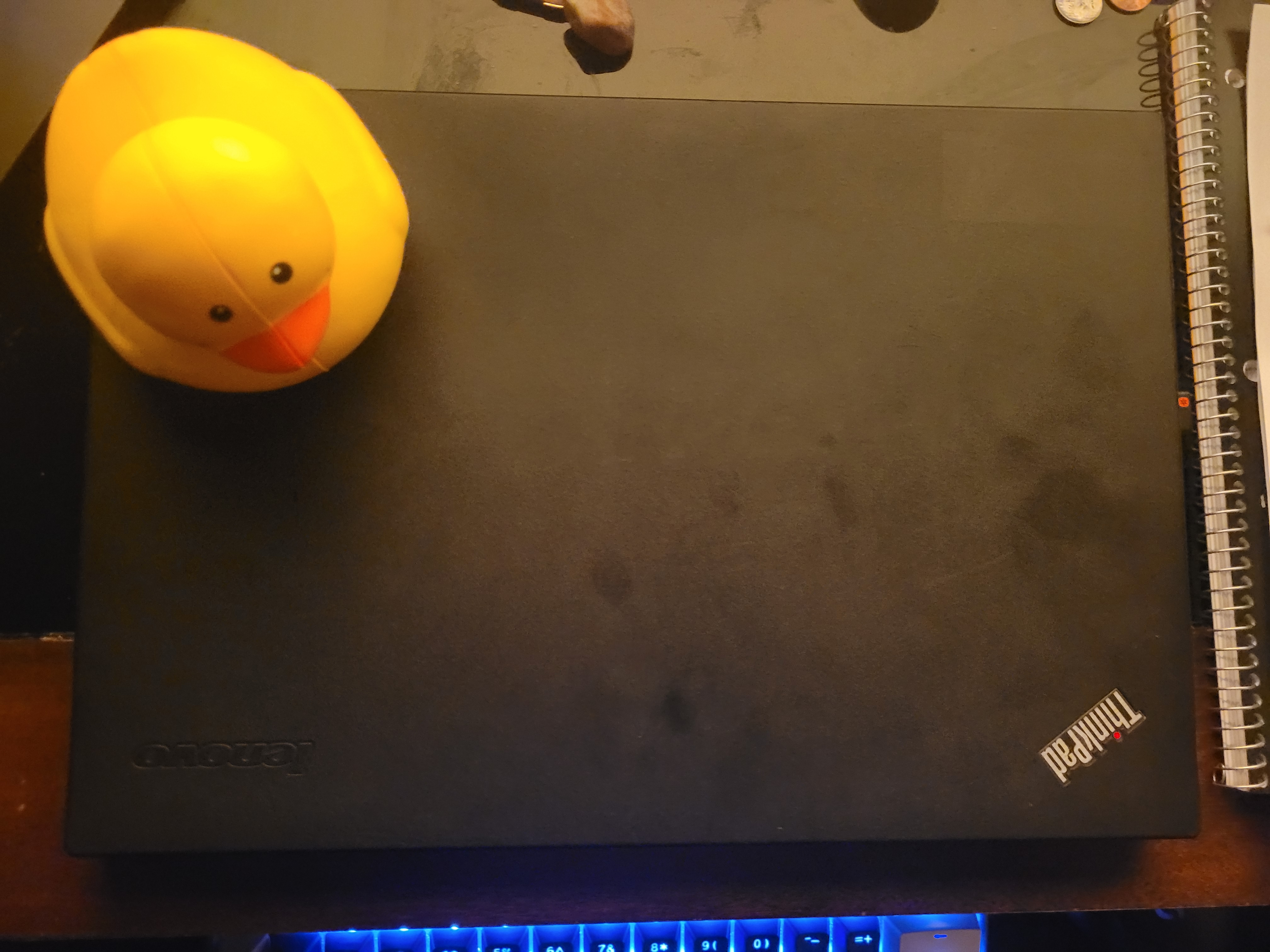 pic of my thinkpad with a rubber ducky on it :)